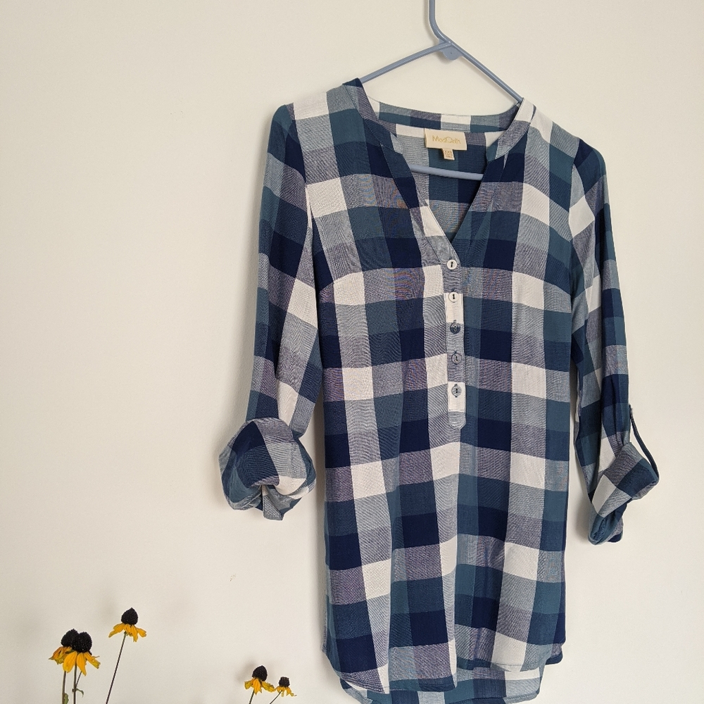 ModCloth blue & white blouse - Picture 7 of 7